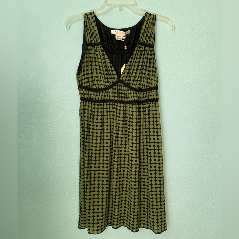NWT Studio M green and black sleeveless dress / petite small